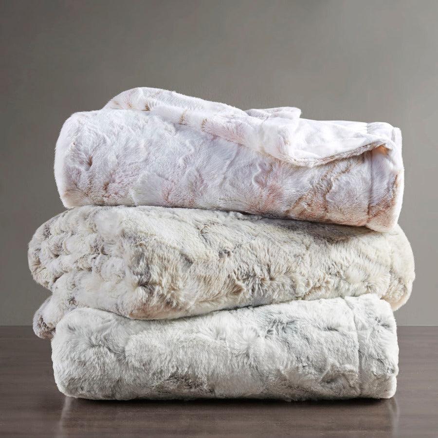 Olliix.com Pillows & Throws - Sachi Modern/Contemporary Oversized Faux Fur Throw 60"W x 70"L Gray