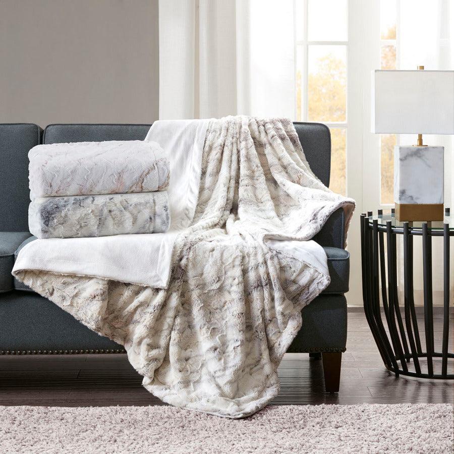 Olliix.com Pillows & Throws - Sachi Modern/Contemporary Oversized Faux Fur Throw 60"W x 70"L Gray