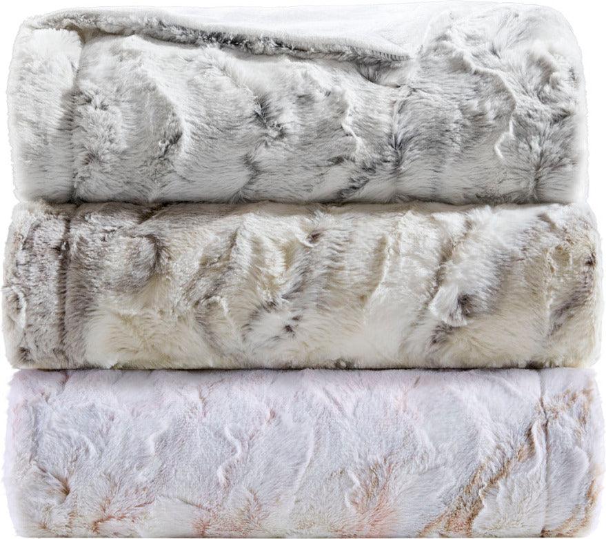 Olliix.com Pillows & Throws - Sachi Modern/Contemporary Oversized Faux Fur Throw 60"W x 70"L Gray