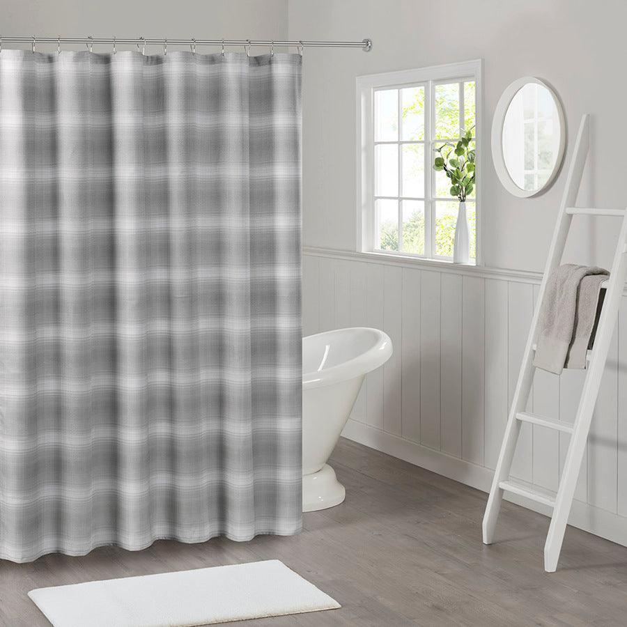 Olliix.com Shower Curtains - Sade Ombre Waffle Weave Shower Curtain Grey