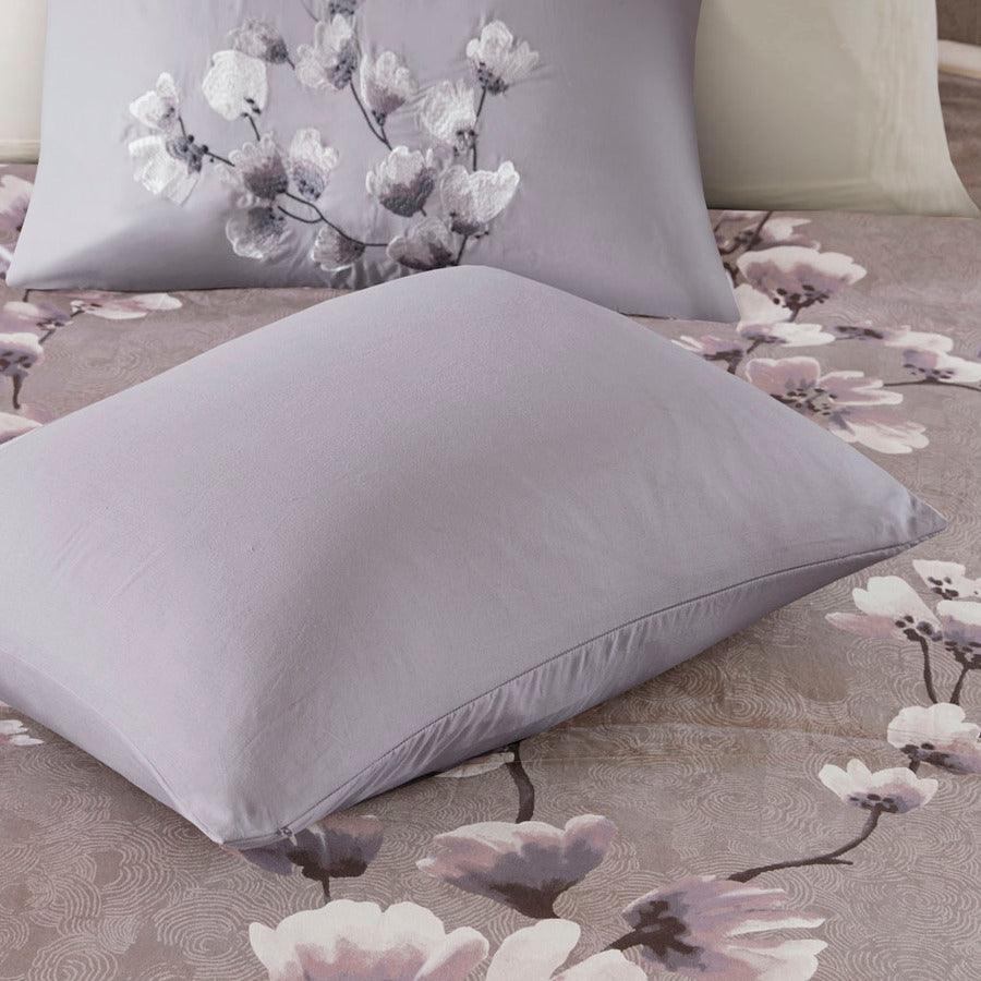Olliix.com Duvet & Duvet Sets - Sakura Global Inspired Blossom 3 Piece Cotton Sateen Printed Duvet Cover Set King/Cal King Lilac