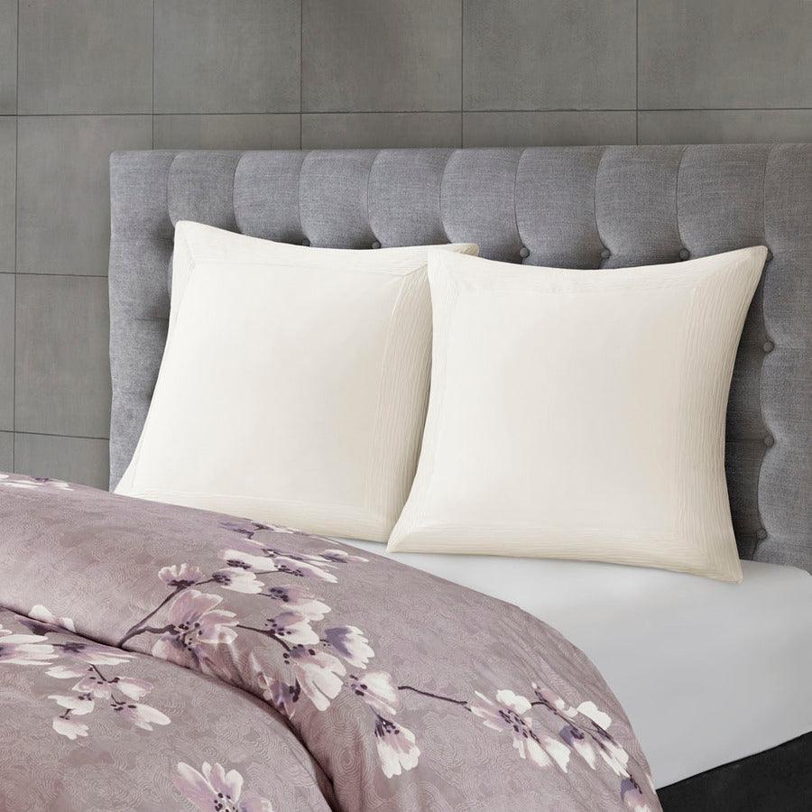 Olliix.com Duvet & Duvet Sets - Sakura Global Inspired Blossom 3 Piece Cotton Sateen Printed Duvet Cover Set King/Cal King Lilac