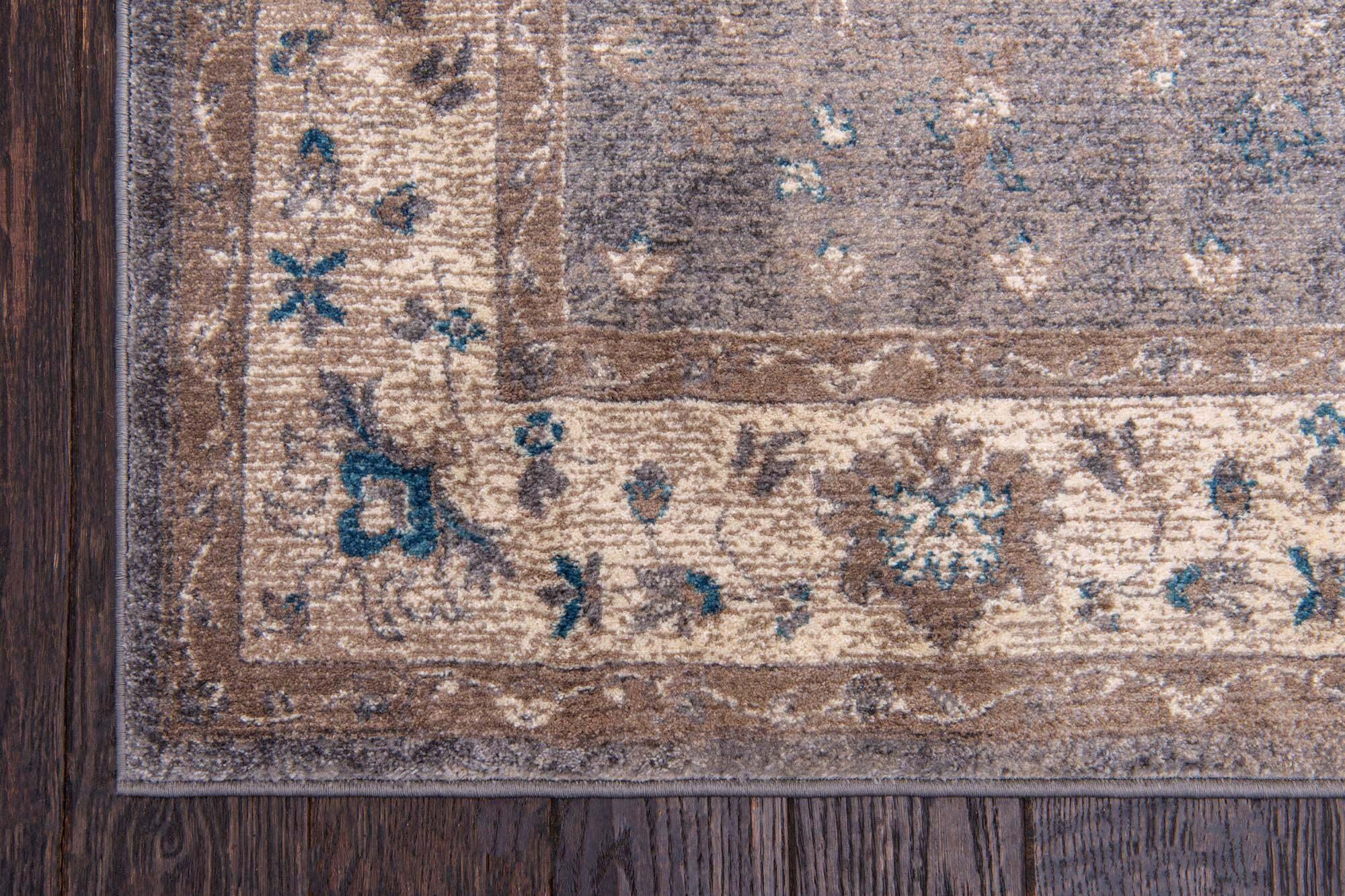 Unique Loom Indoor Rugs - Salzburg Border Rectangular 8x10 Rug Gray & Beige