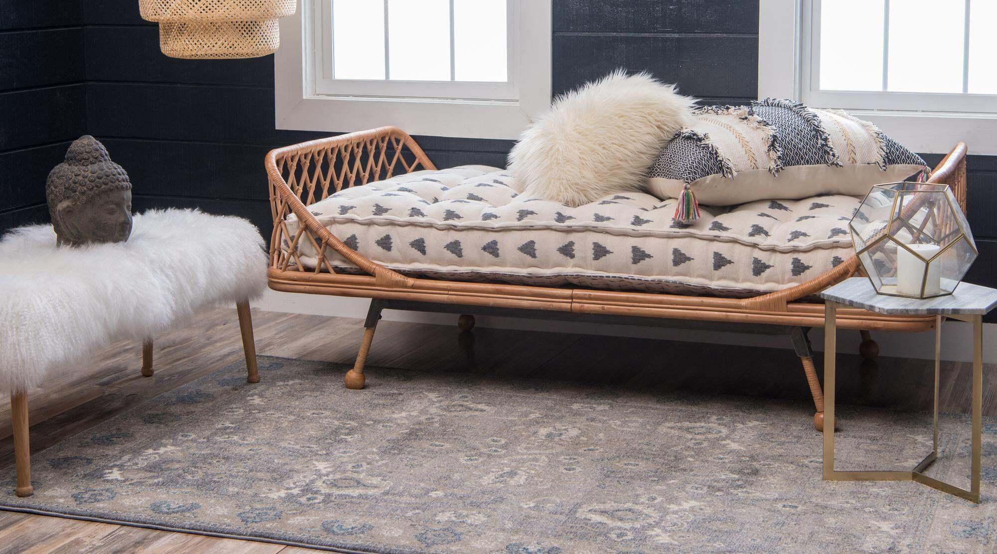 Unique Loom Indoor Rugs - Salzburg Border Rectangular 9x12 Rug Gray & Light Brown