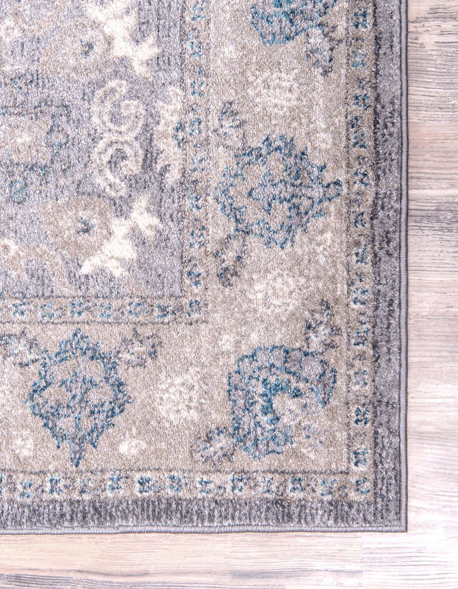 Unique Loom Indoor Rugs - Salzburg Border Rectangular 9x12 Rug Gray & Light Brown
