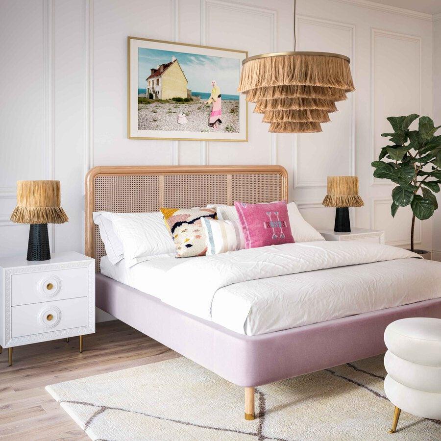 Tov Furniture Ceiling Lights - Sarai Natural Fringe Pendant Brass | Natural