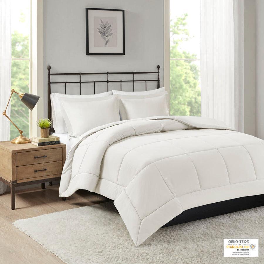 Olliix.com Comforters & Blankets - Sarasota Shabby Chic Microcell Down Alternative Comforter Mini Set Ivory King/Cal King