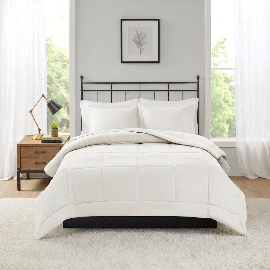 Olliix.com Comforters & Blankets - Sarasota Shabby Chic Microcell Down Alternative Comforter Mini Set Ivory King/Cal King