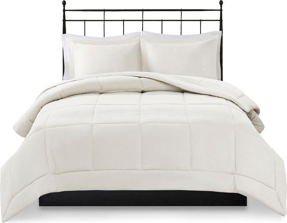 Olliix.com Comforters & Blankets - Sarasota Shabby Chic Microcell Down Alternative Comforter Mini Set Ivory King/Cal King