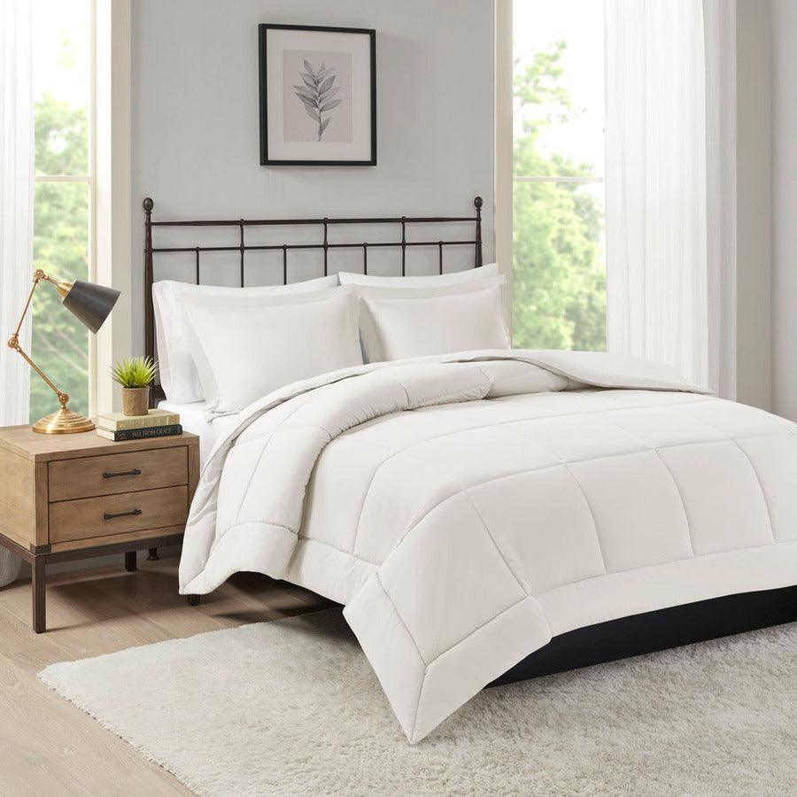 Olliix.com Comforters & Blankets - Sarasota Shabby Chic Microcell Down Alternative Comforter Mini Set Ivory King/Cal King