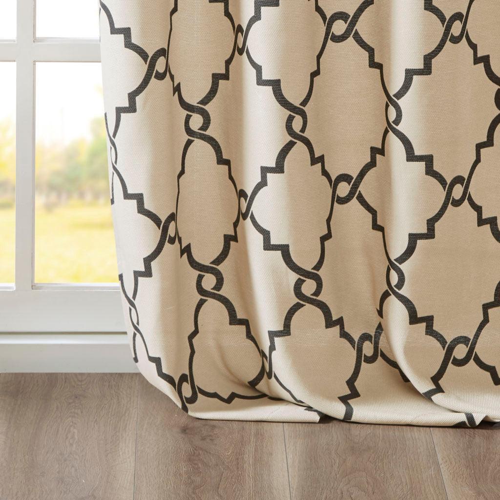 Olliix.com Curtains - Saratoga 95 H Fretwork Print Grommet Top Window Curtain Khaki