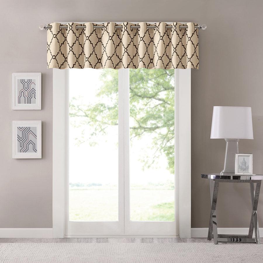 Olliix.com Curtains - Saratoga Fretwork Print Grommet Top Window Valance Khaki