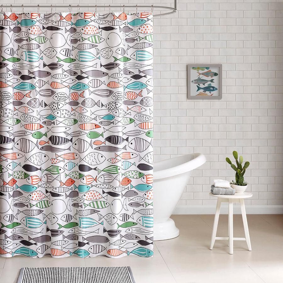 Olliix.com Shower Curtains - Sardinia Cotton Printed Shower Curtain Multi