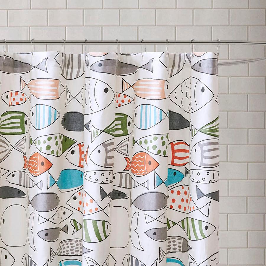 Olliix.com Shower Curtains - Sardinia Cotton Printed Shower Curtain Multi
