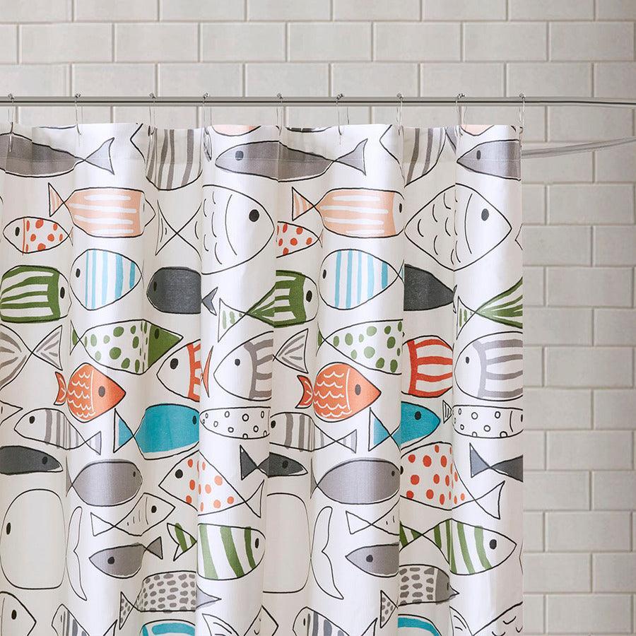 Olliix.com Shower Curtains - Sardinia Cotton Printed Shower Curtain Multi