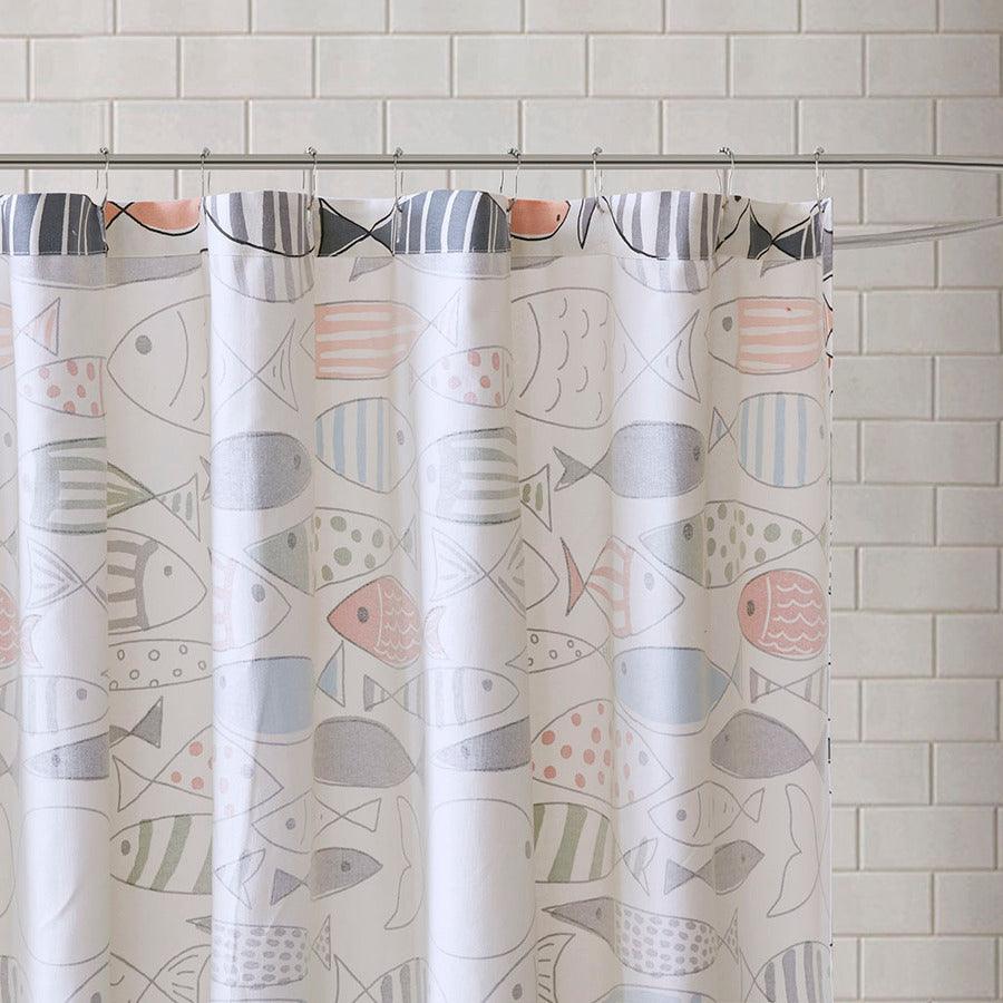 Olliix.com Shower Curtains - Sardinia Cotton Printed Shower Curtain Multi