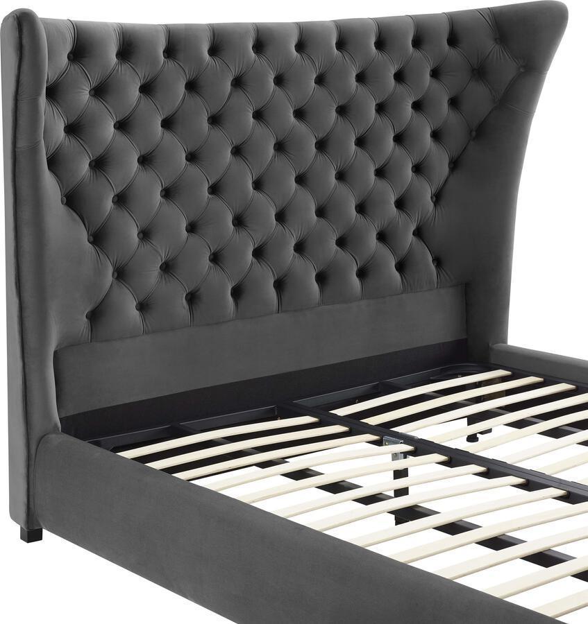 Tov Furniture Beds - Sassy Grey Velvet Queen Bed