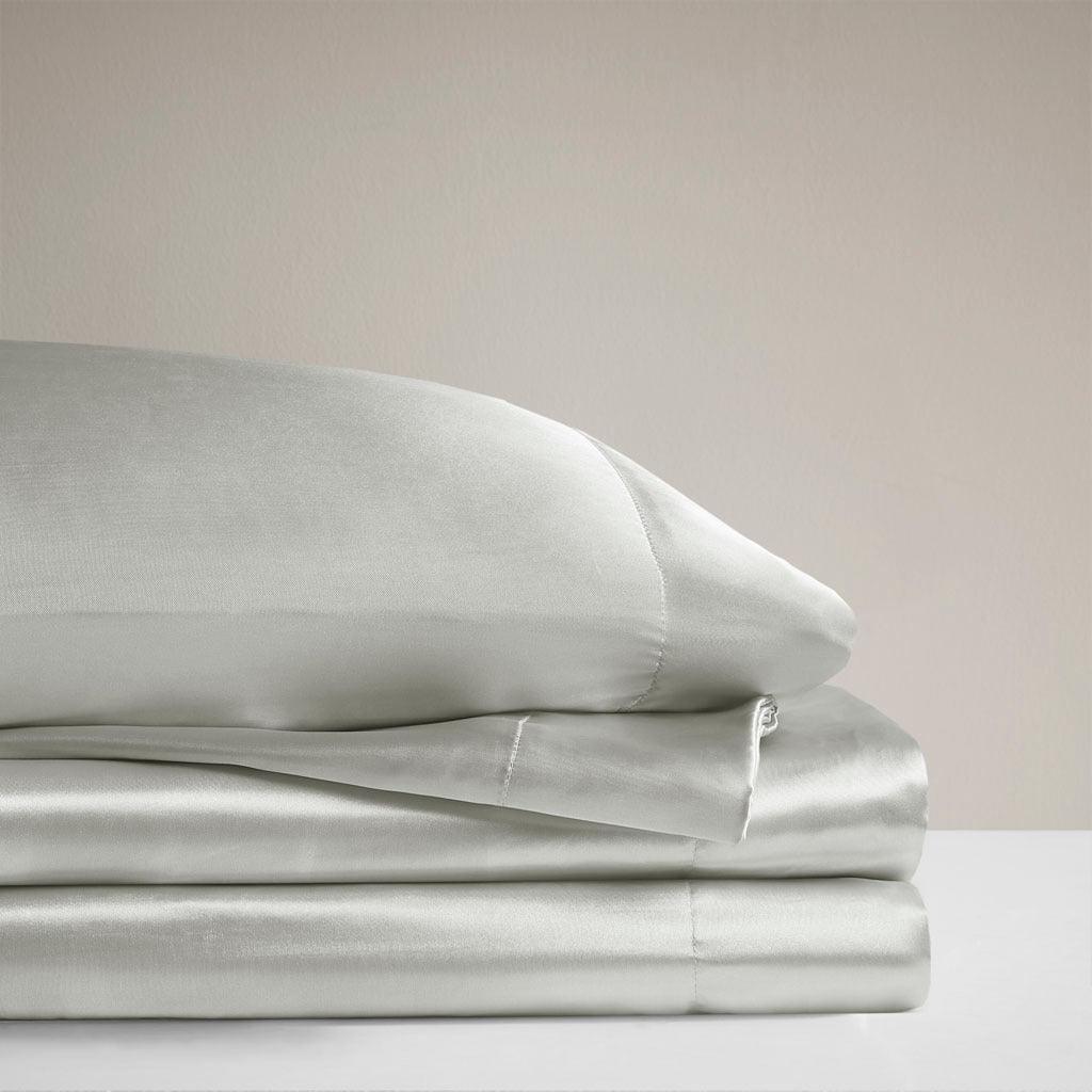 Olliix.com Sheets & Sheet Sets - Satin Cal King Sheet Set Light Gray