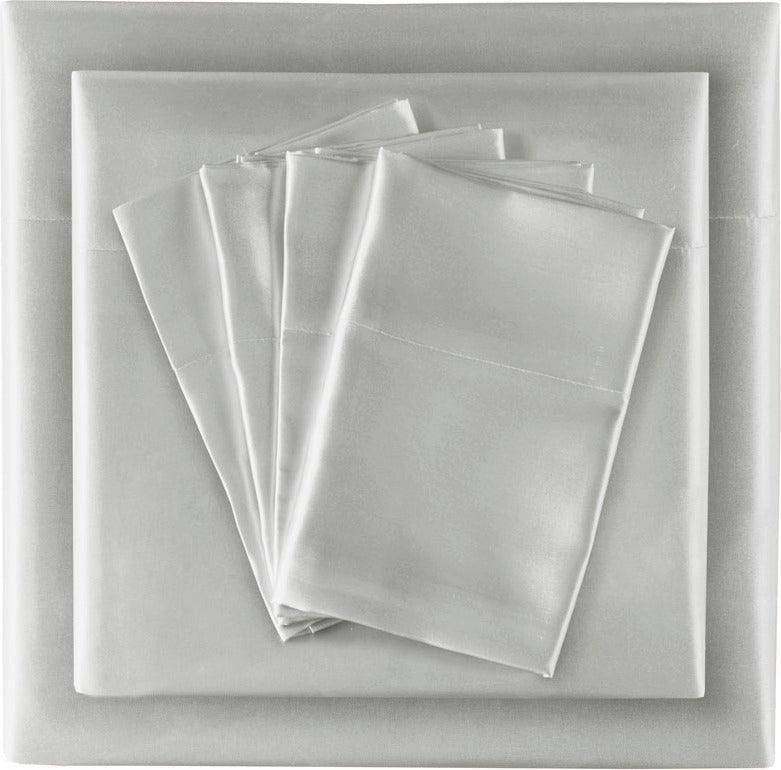 Olliix.com Sheets & Sheet Sets - Satin Cal King Sheet Set Light Gray