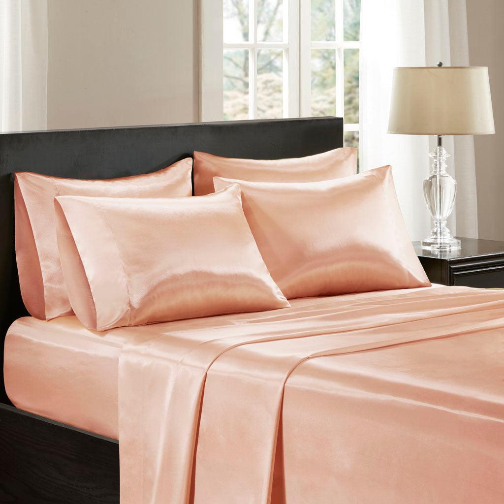 Olliix.com Sheets & Sheet Sets - Satin King Sheet Set Blush
