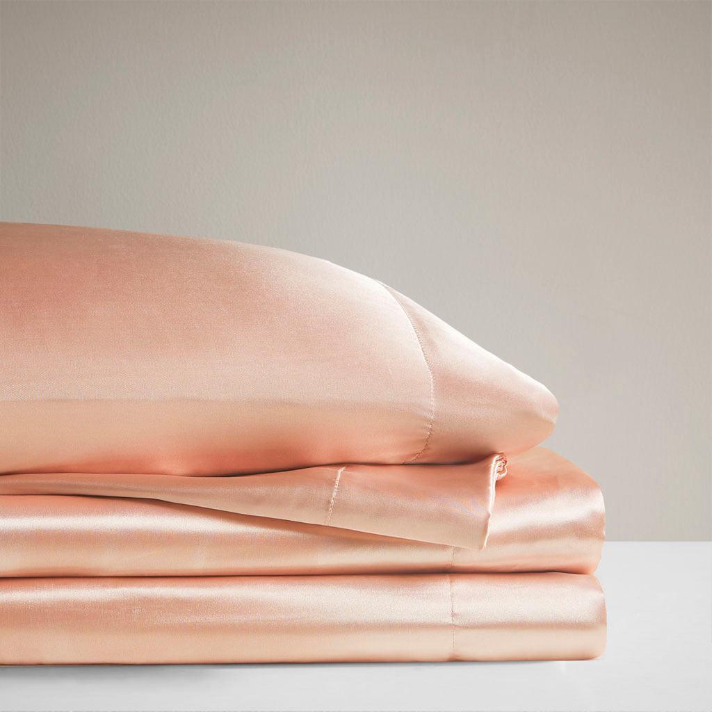 Olliix.com Sheets & Sheet Sets - Satin King Sheet Set Blush