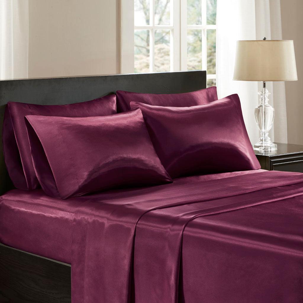 Olliix.com Sheets & Sheet Sets - Satin King Sheet Set Purple