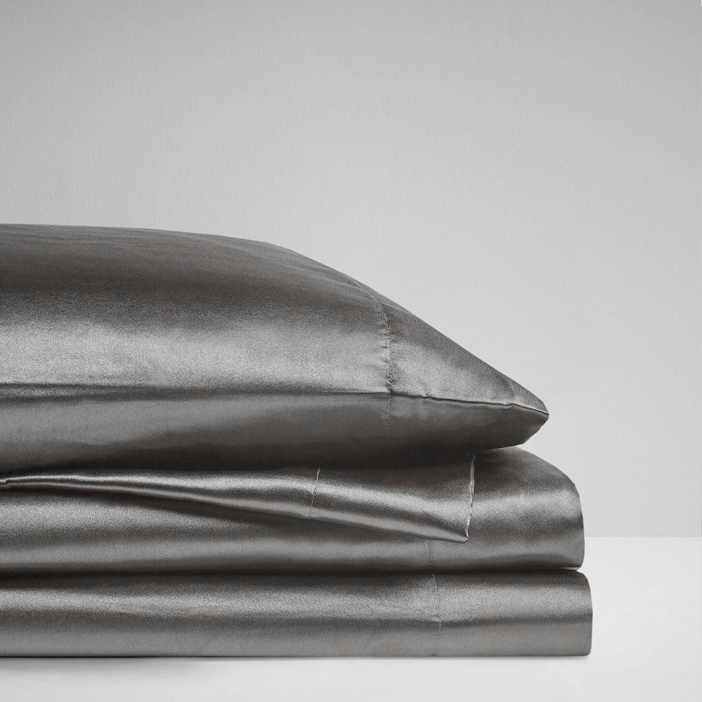 Olliix.com Sheets & Sheet Sets - Satin Queen Sheet Set Gray
