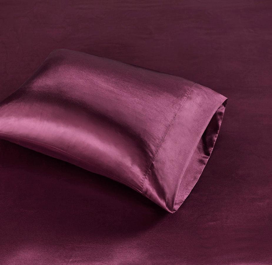 Olliix.com Sheets & Sheet Sets - Satin Wrinkle-Free Luxurious 6-Piece Sheet Set Cal King Purple