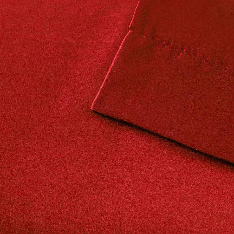 Olliix.com Sheets & Sheet Sets - Satin Wrinkle-Free Luxurious 6-Piece Sheet Set Cal King Red