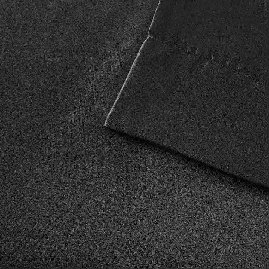 Olliix.com Sheets & Sheet Sets - Satin Wrinkle-Free Luxurious 6-Piece Sheet Set Full Black