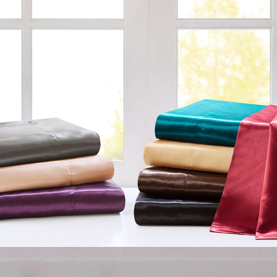 Olliix.com Sheets & Sheet Sets - Satin Wrinkle-Free Luxurious 6-Piece Sheet Set FULL Gray