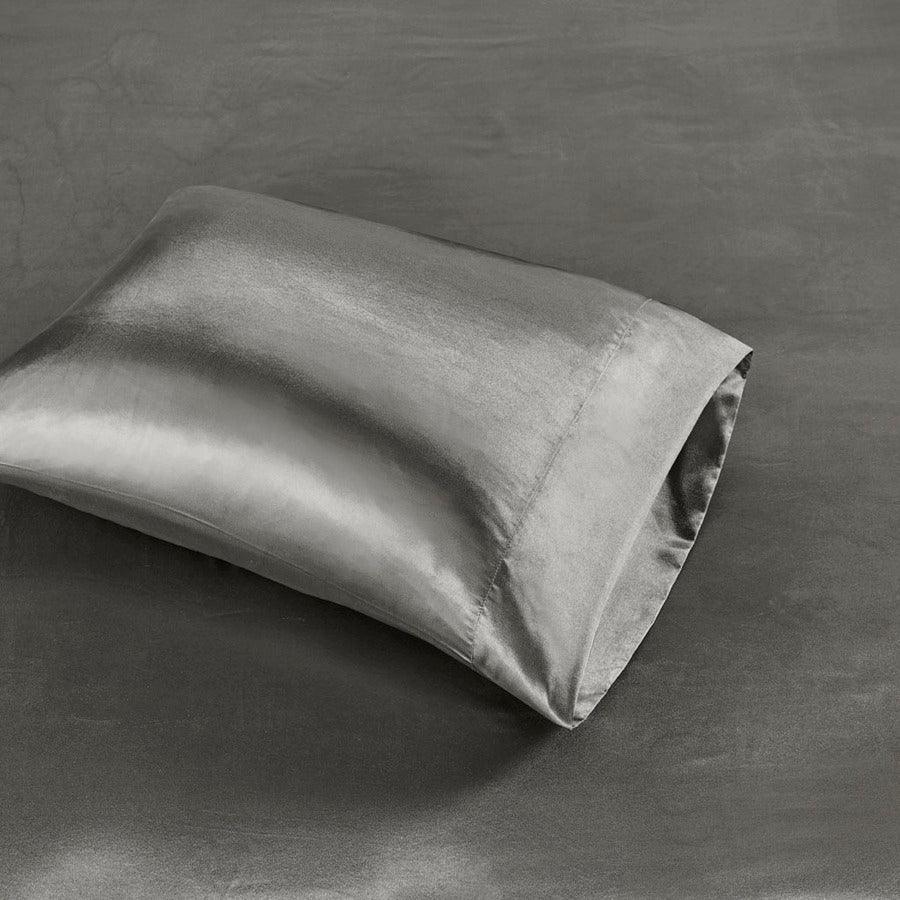 Olliix.com Sheets & Sheet Sets - Satin Wrinkle-Free Luxurious 6-Piece Sheet Set FULL Gray