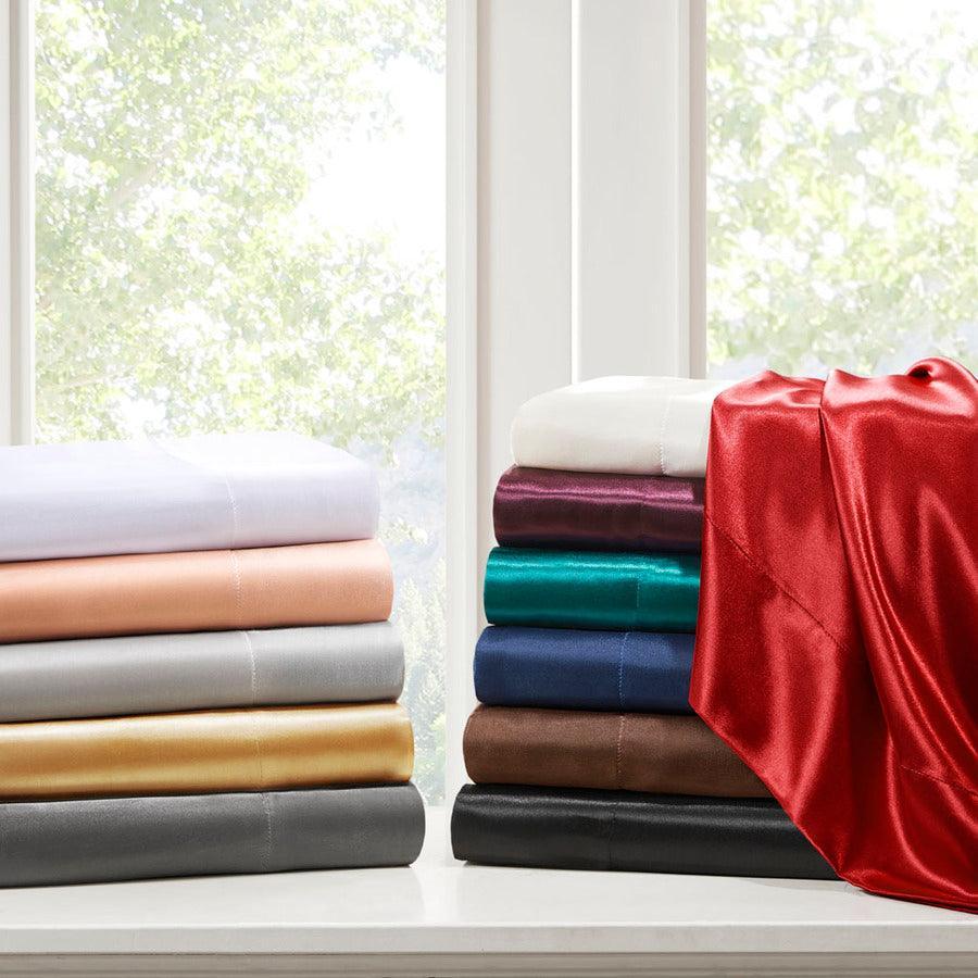 Olliix.com Sheets & Sheet Sets - Satin Wrinkle-Free Luxurious 6-Piece Sheet Set FULL Gray