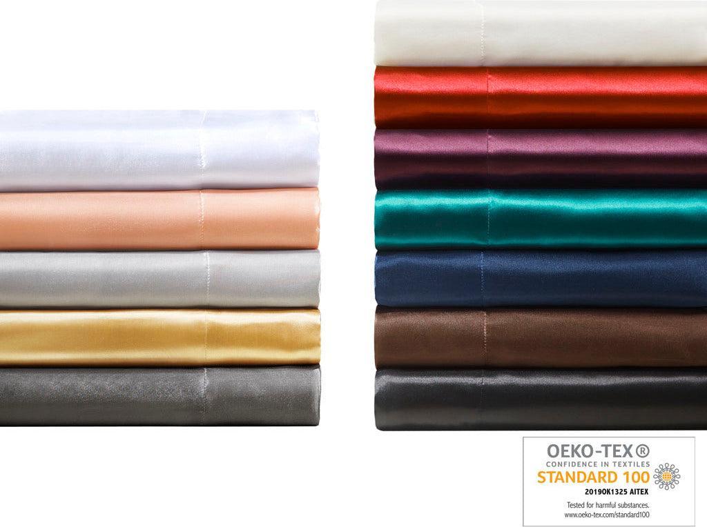 Olliix.com Sheets & Sheet Sets - Satin Wrinkle-Free Luxurious 6-Piece Sheet Set FULL Gray