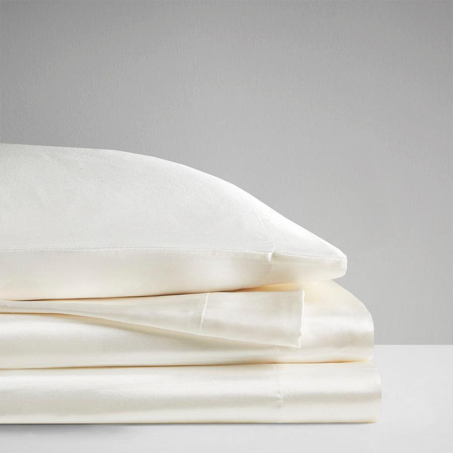 Olliix.com Sheets & Sheet Sets - Satin Wrinkle-Free Luxurious 6-Piece Sheet Set Full Ivory