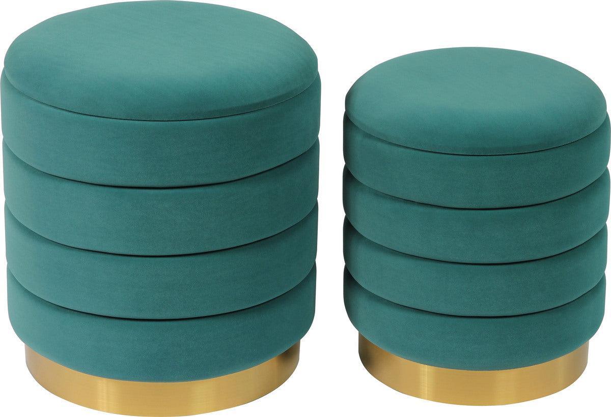 Tov Furniture Living Room Sets - Saturn Teal Storage Ottomans Teal ( Set of 2 )