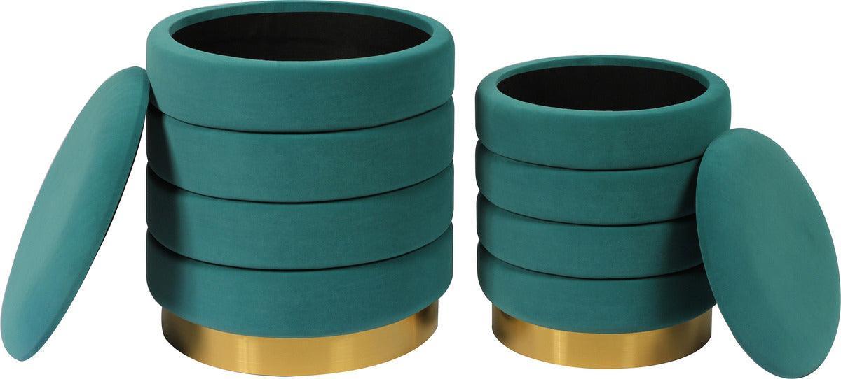 Tov Furniture Living Room Sets - Saturn Teal Storage Ottomans Teal ( Set of 2 )