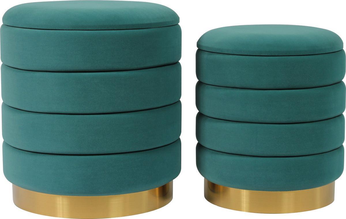 Tov Furniture Living Room Sets - Saturn Teal Storage Ottomans Teal ( Set of 2 )