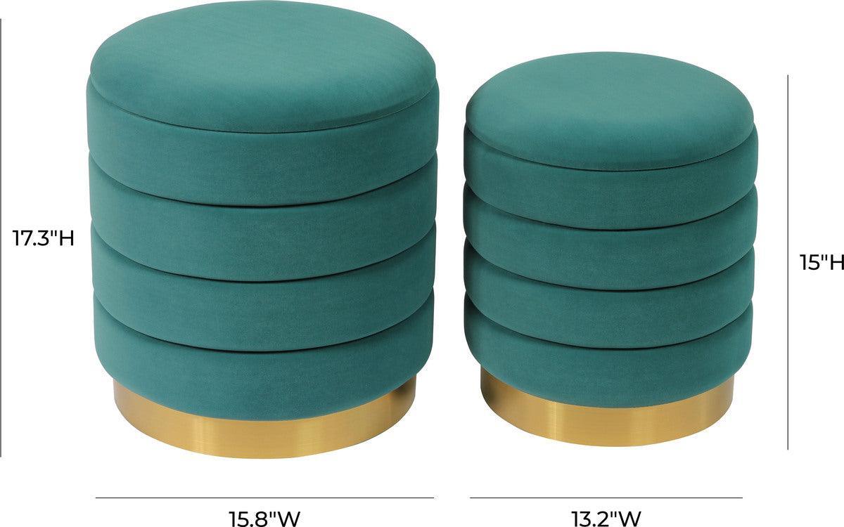 Tov Furniture Living Room Sets - Saturn Teal Storage Ottomans Teal ( Set of 2 )