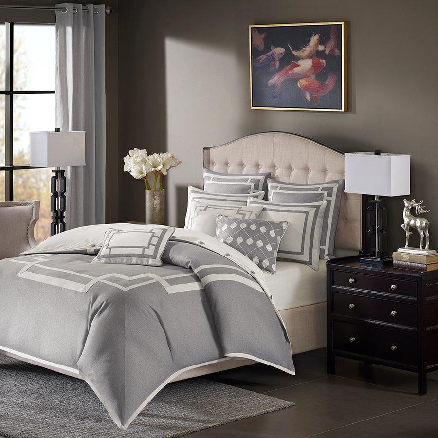 Olliix.com Comforters & Blankets - Savoy Comforter Set Gray Queen