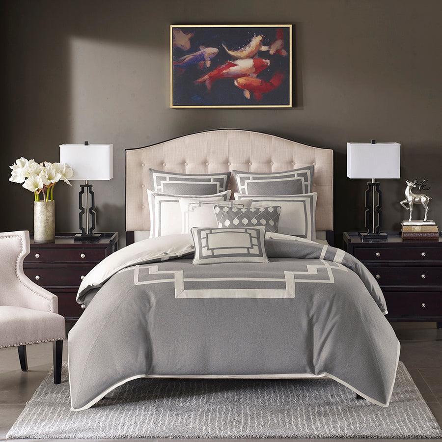 Olliix.com Comforters & Blankets - Savoy Transitional Comforter Set Gray King