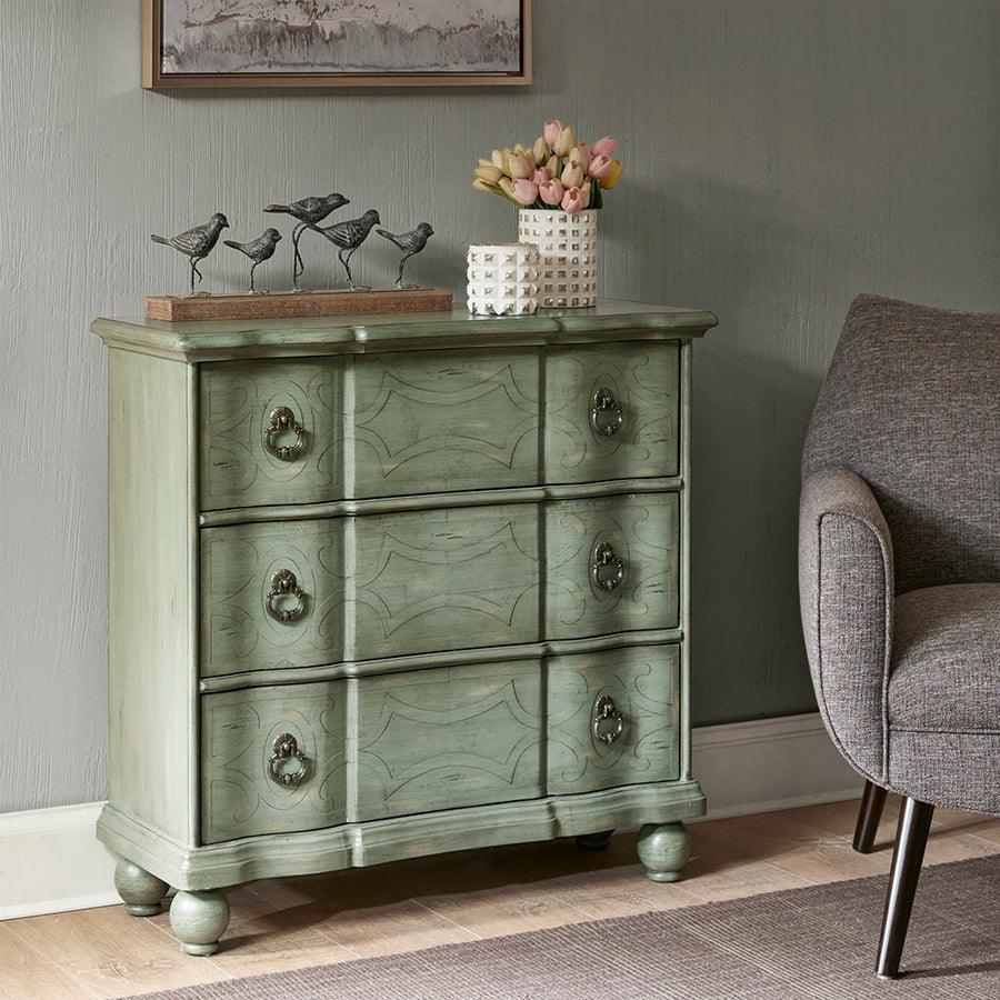 Olliix.com Chest of Drawers - Scroll Bun Foot Chest Green