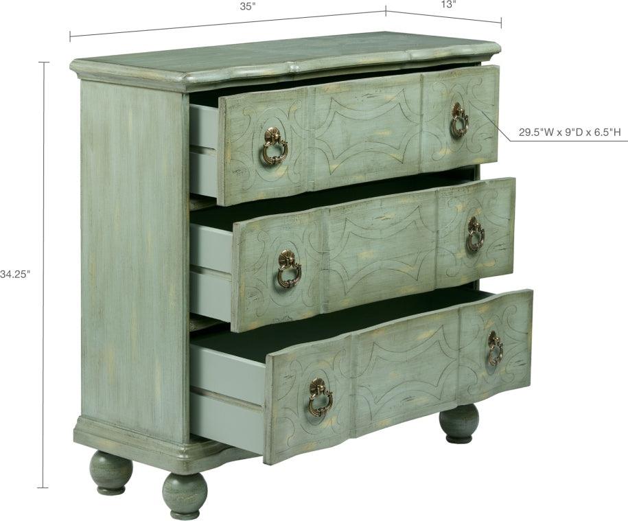 Olliix.com Chest of Drawers - Scroll Bun Foot Chest Green