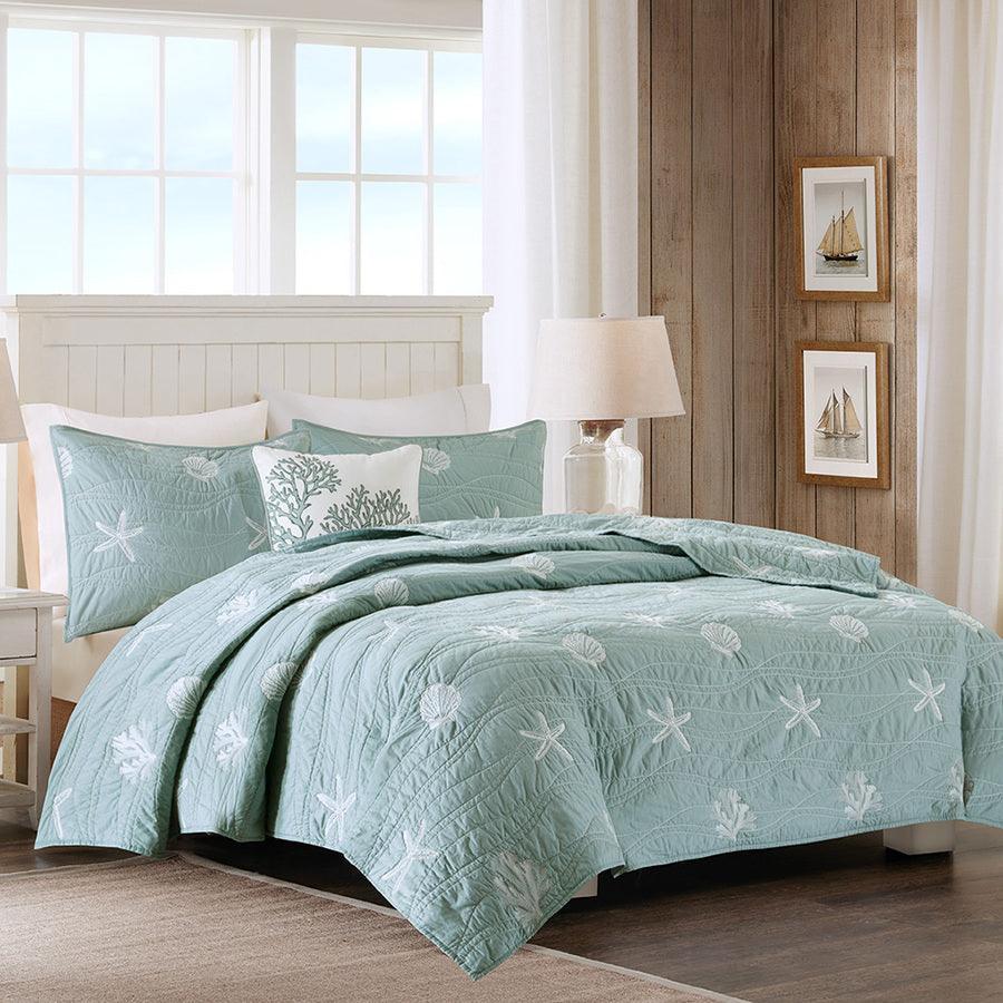 Olliix.com Comforters & Blankets - Seaside Full/Queen 4 Piece Coverlet Set Seafoam