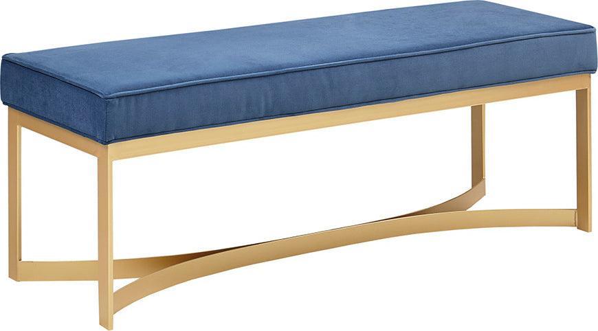 Olliix.com Benches - Secor Upholstered Accent Bench with Metal Base Golden