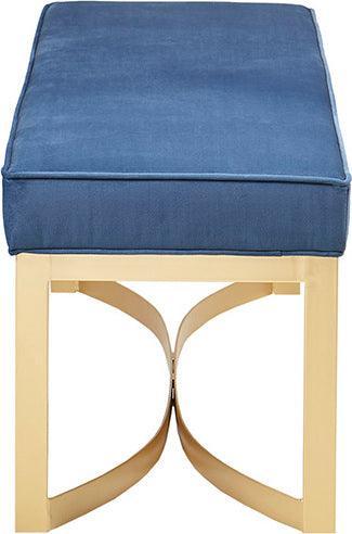 Olliix.com Benches - Secor Upholstered Accent Bench with Metal Base Golden