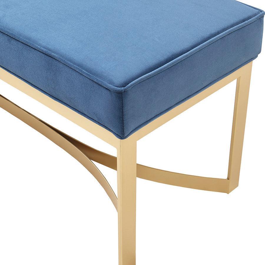 Olliix.com Benches - Secor Upholstered Accent Bench with Metal Base Golden