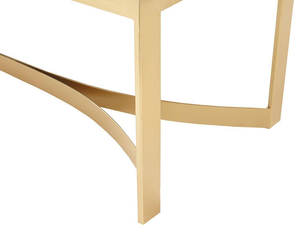 Olliix.com Benches - Secor Upholstered Accent Bench with Metal Base Golden