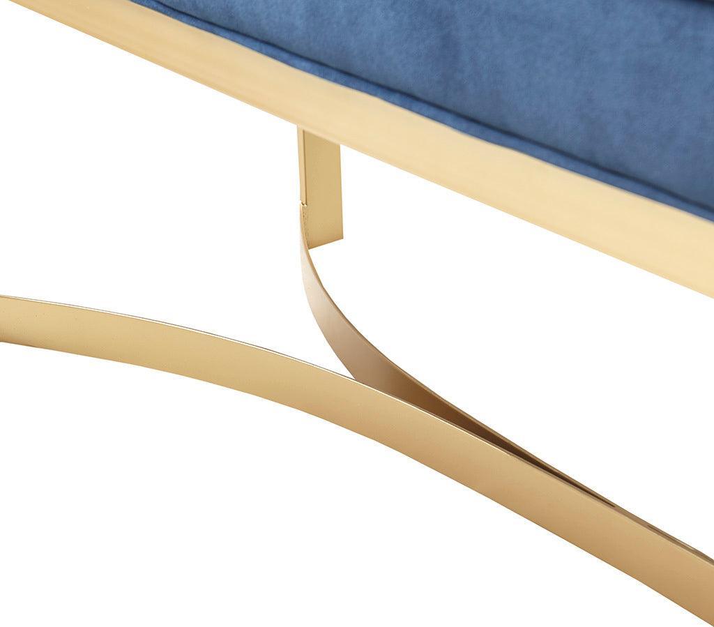 Olliix.com Benches - Secor Upholstered Accent Bench with Metal Base Golden