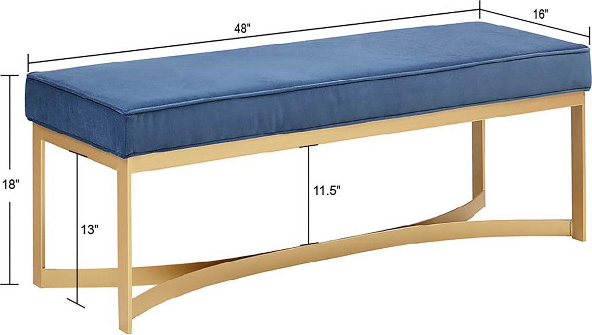 Olliix.com Benches - Secor Upholstered Accent Bench with Metal Base Golden